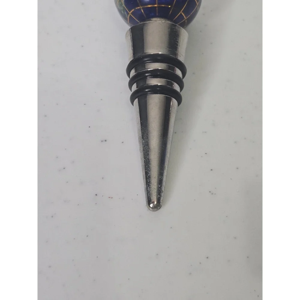 Unbranded Wine Stopper Blue Gemstone Lapis Globe Silver‎ Tone Metal